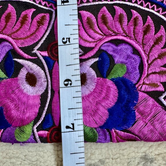 Purple and Pink Embroidered Hmong Crossbody Bag - Picture 9 of 10